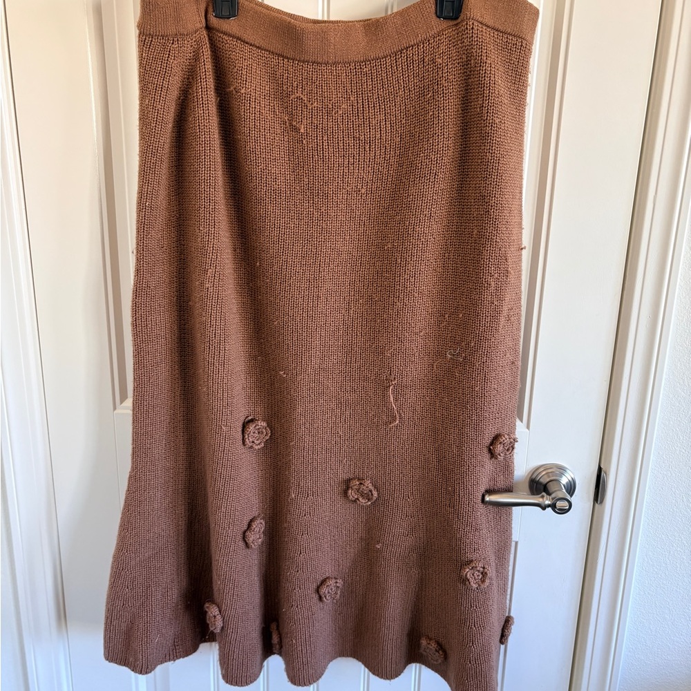 Cider Brown Textured A-Line Skirt